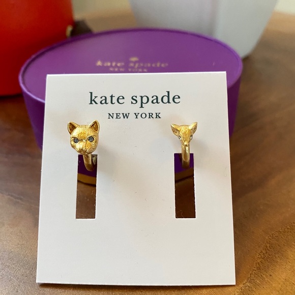 kate spade Jewelry - Kate Spade Cat & Mouse Huggie Earrings